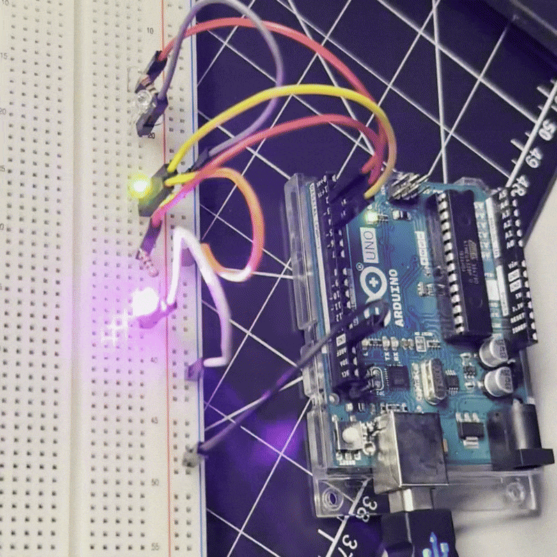 Using the circuit comfiguration, I added a third LED and changed the code so that each light shines after the next with a 1 second delay in between.